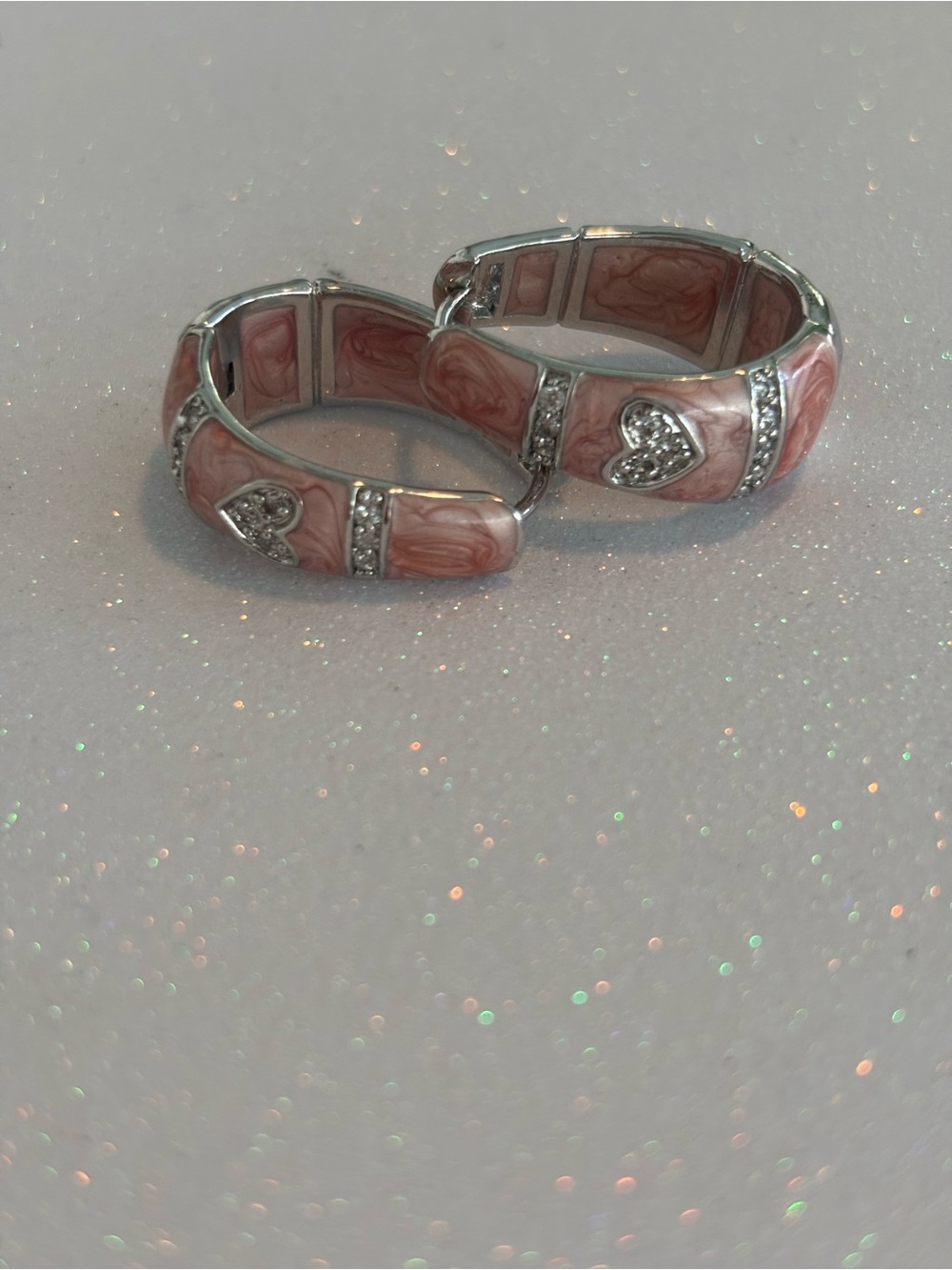Lauren G Adams Enameled Pink Hoops